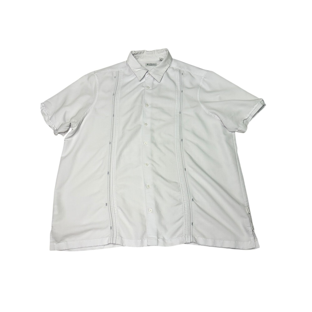 Cuban Style Mens 2XLT White Short Sleeve Button Up‎ Shirt Casual Comfort
